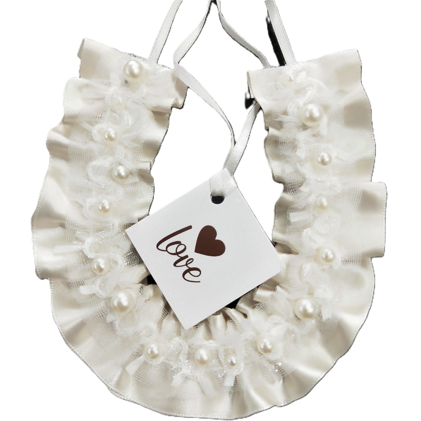 SATIN HORSESHOE PEARL TRIM IVORY