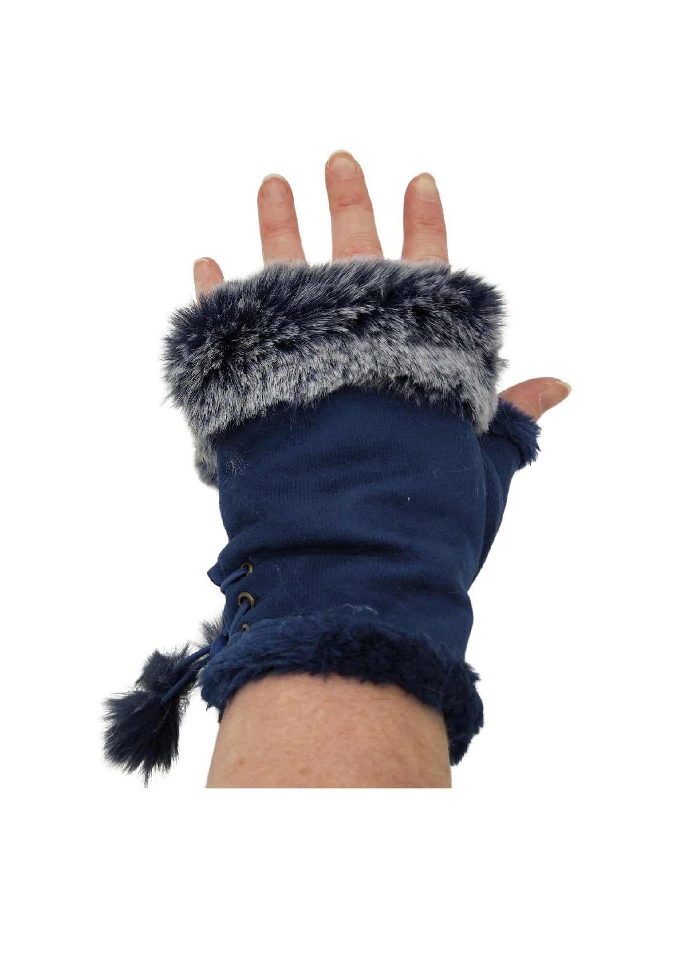 F/L Gloves w Faux Fur: 2024 [CLR:BLUE]