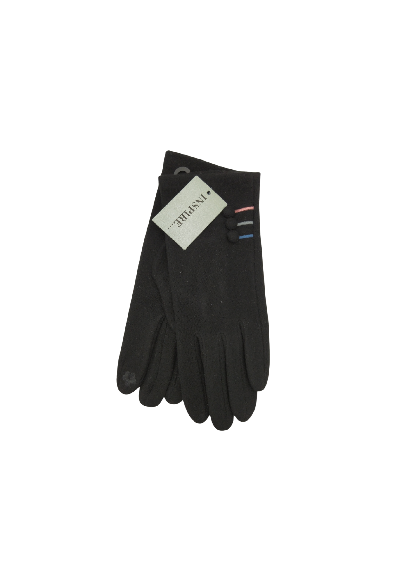 3-Button Gloves w Stripe Blk: 2024 [CLR:Black]