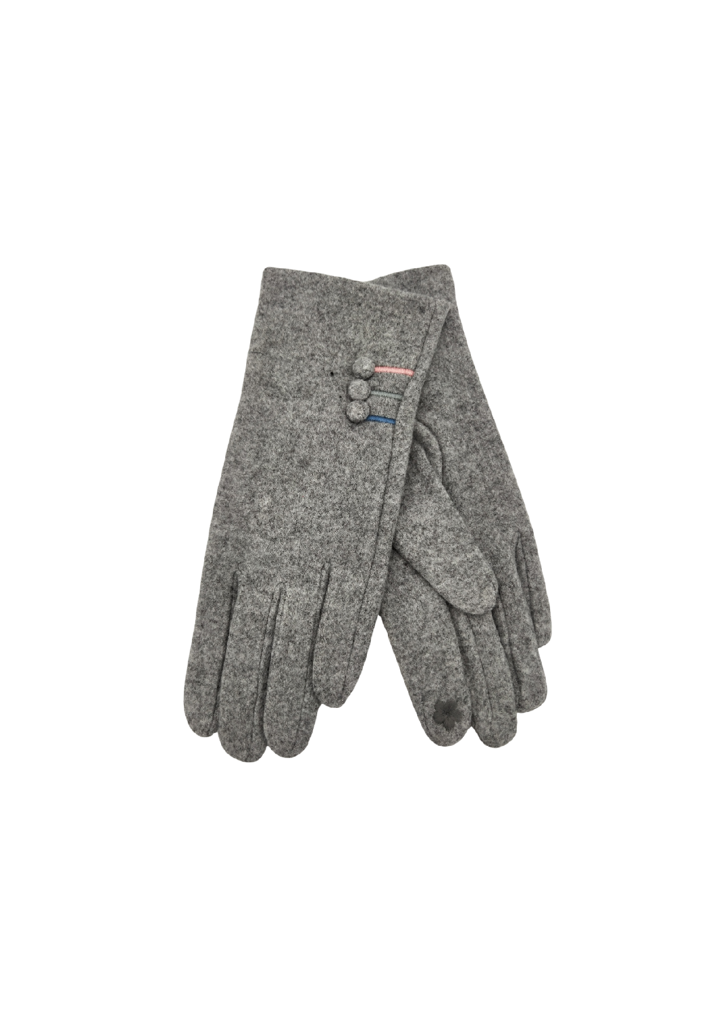 3-Button Gloves w Stripe Grey: 2024 [CLR:Grey]