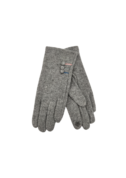 3-Button Gloves w Stripe Grey: 2024 [CLR:Grey]