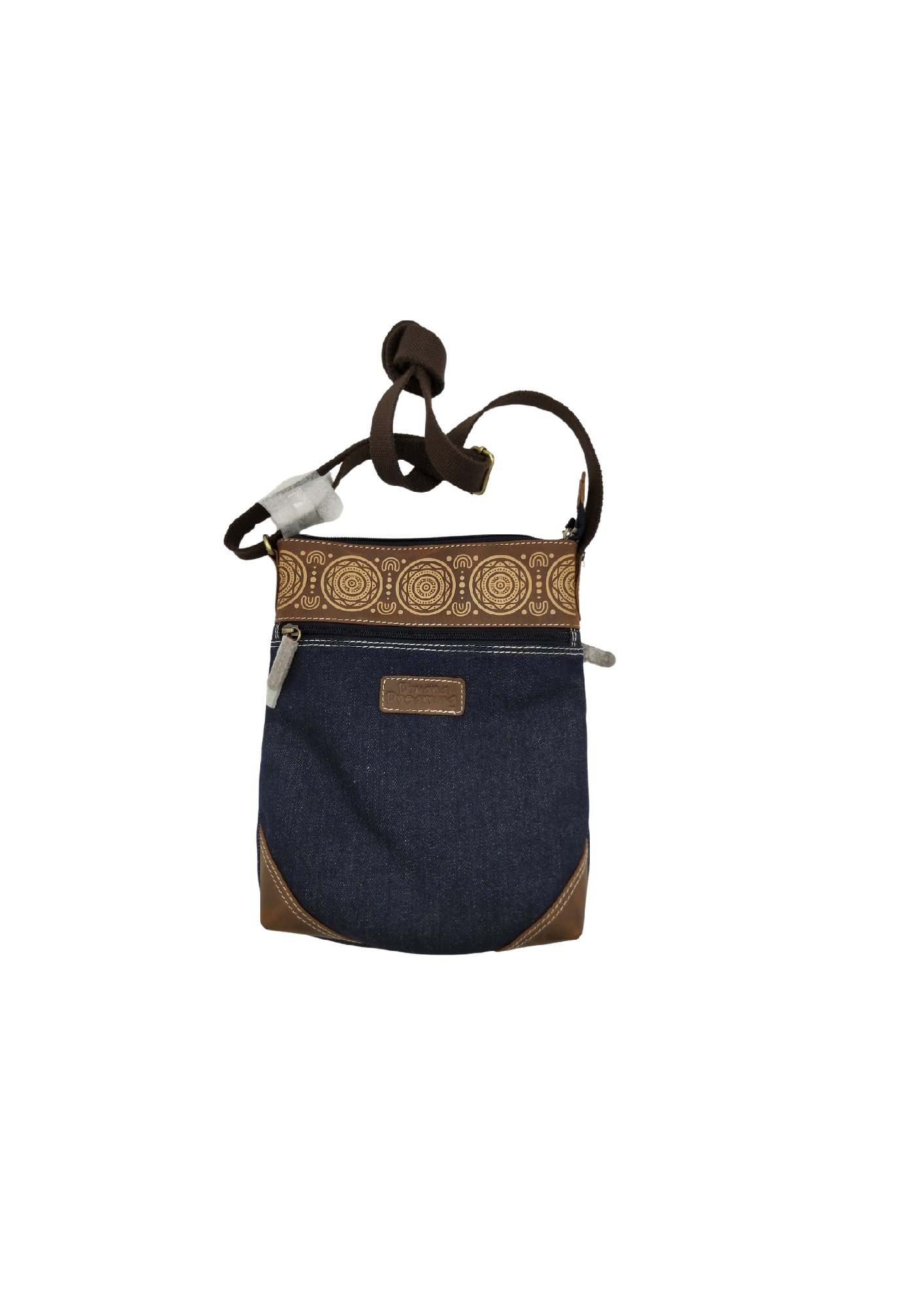 BUFF LEATHER DENIM SHOULDER BAG 30 X 25 X 5 