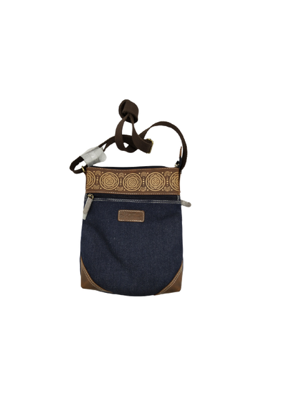 BUFF LEATHER DENIM SHOULDER BAG 30 X 25 X 5 