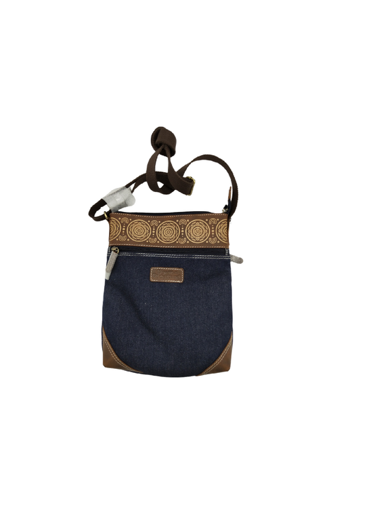 BUFF LEATHER DENIM SHOULDER BAG 30 X 25 X 5 