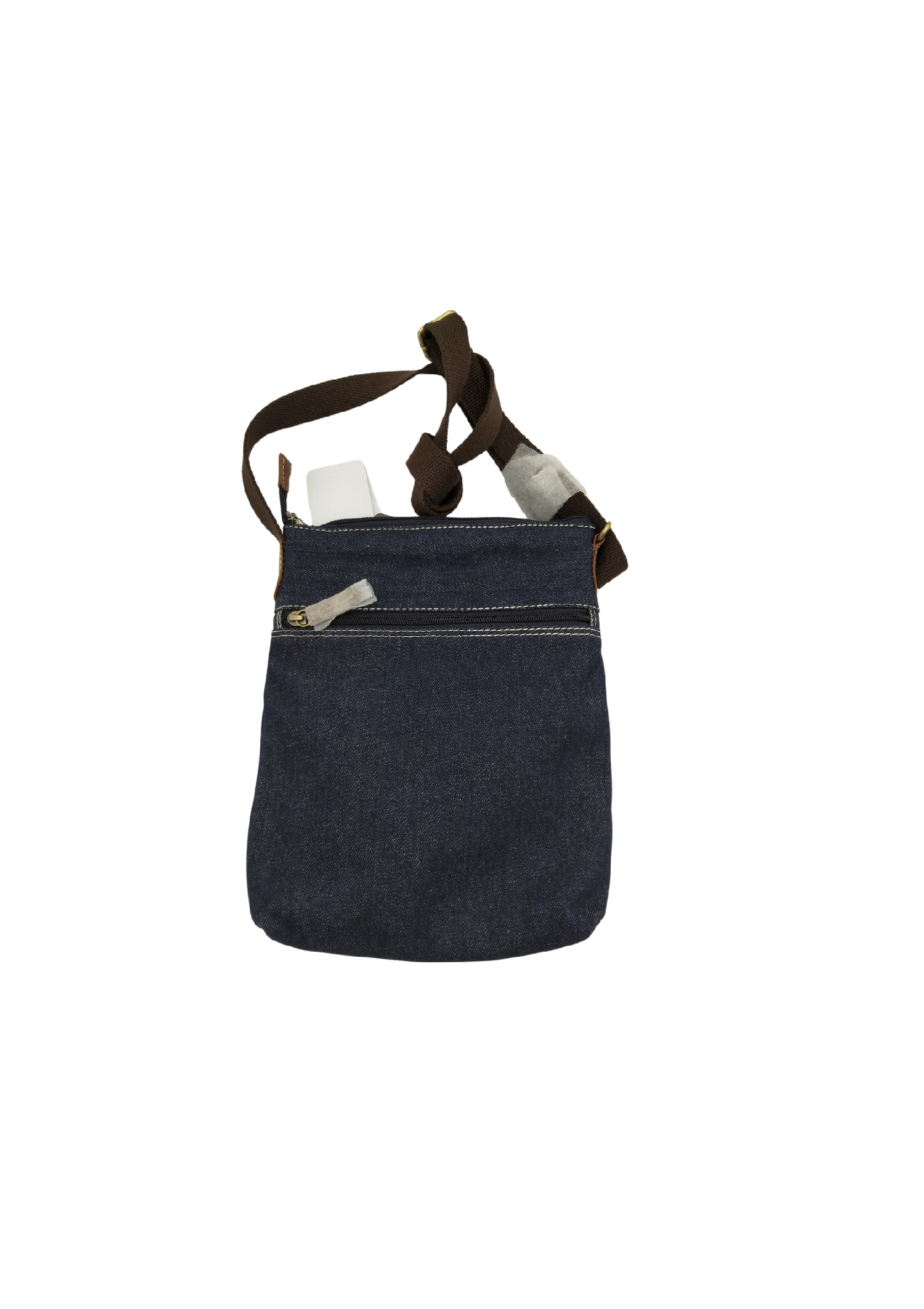 BUFF LEATHER DENIM SHOULDER BAG 30 X 25 X 5 