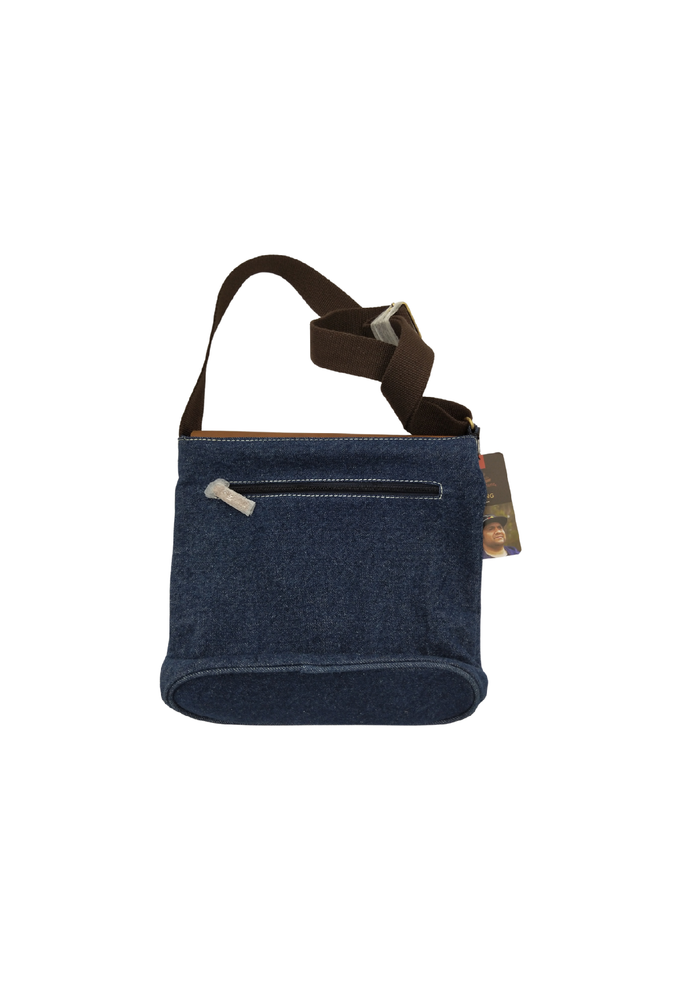 BUFF LEATHER DENIM SHOULDER BAG 26 X 28 X 9 