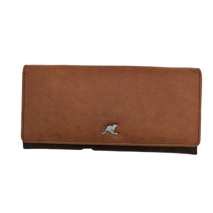 LADIES LEATHER WALLET 19.5 X 10 BRN 2 TONE