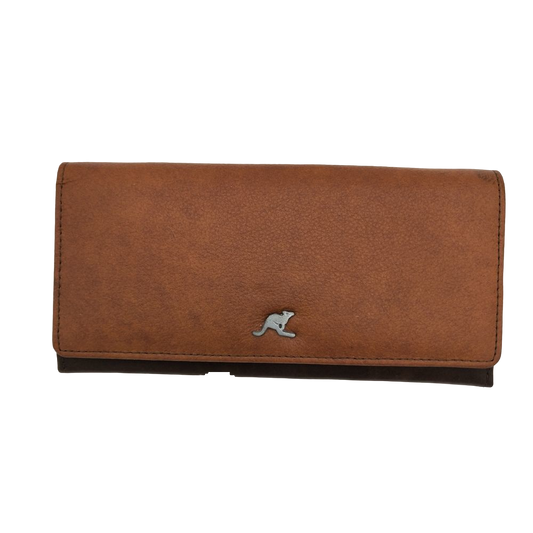 LADIES LEATHER WALLET 19.5 X 10 BRN 2 TONE