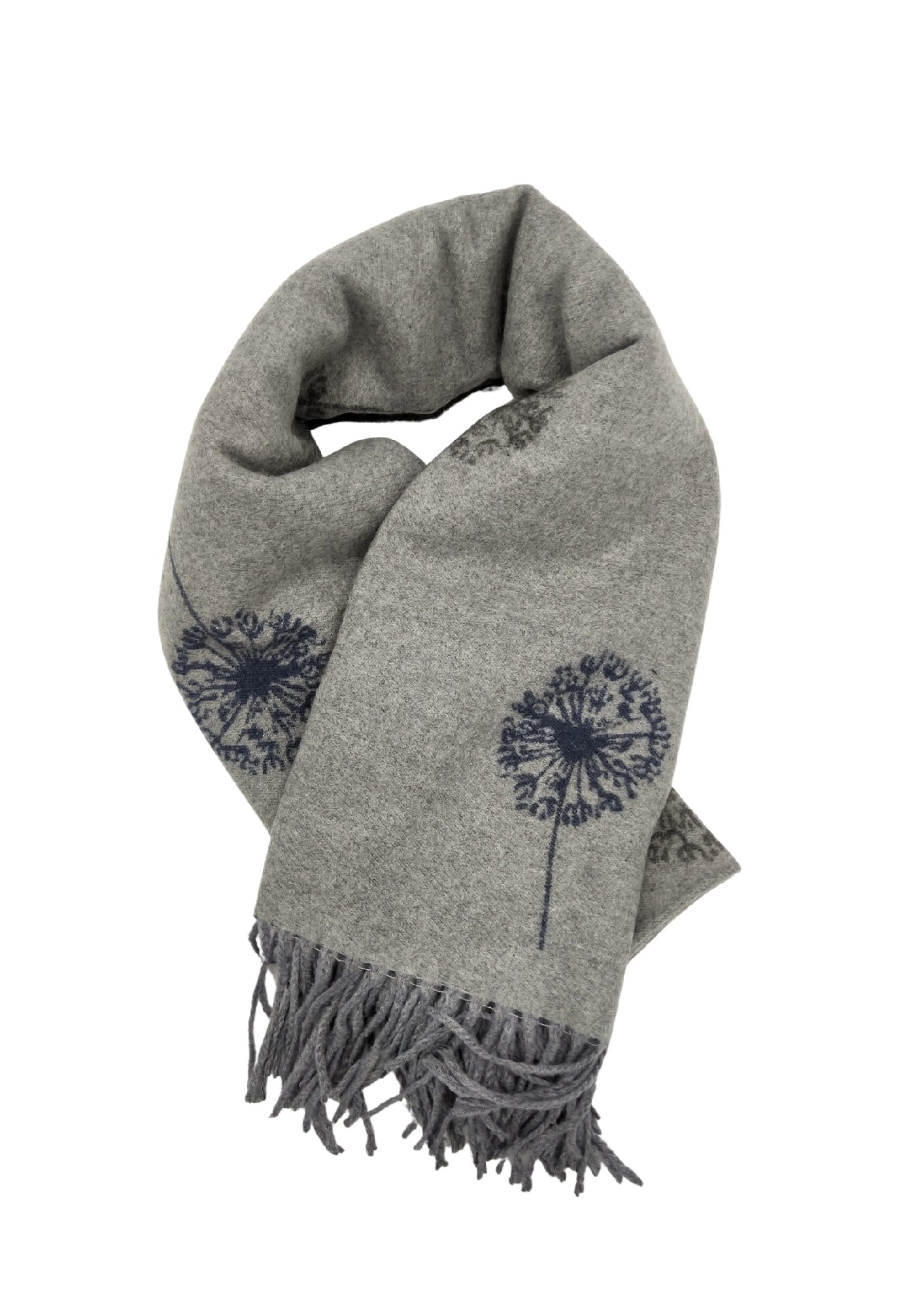 SCARF WINTER LIGHT GREY BLOOMS