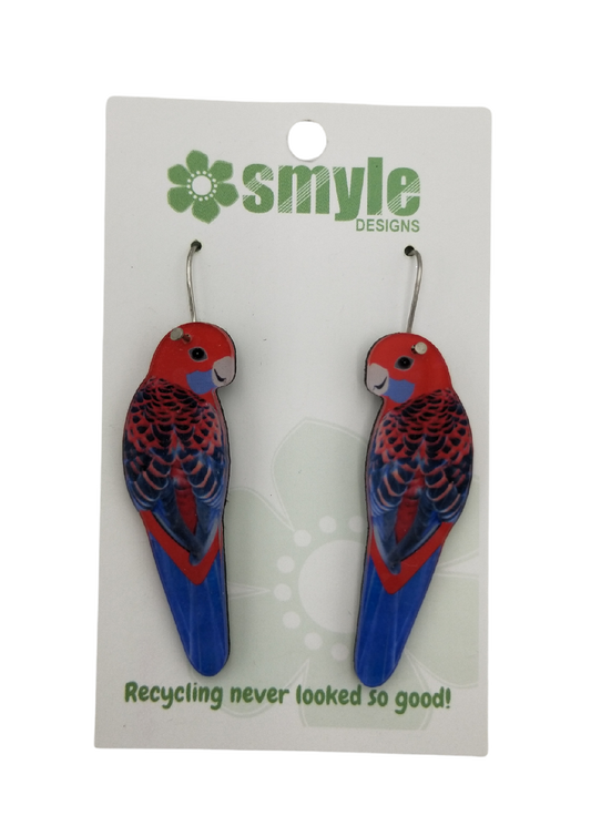 SMYLE EARRINGS - RED/BLUE PARROT