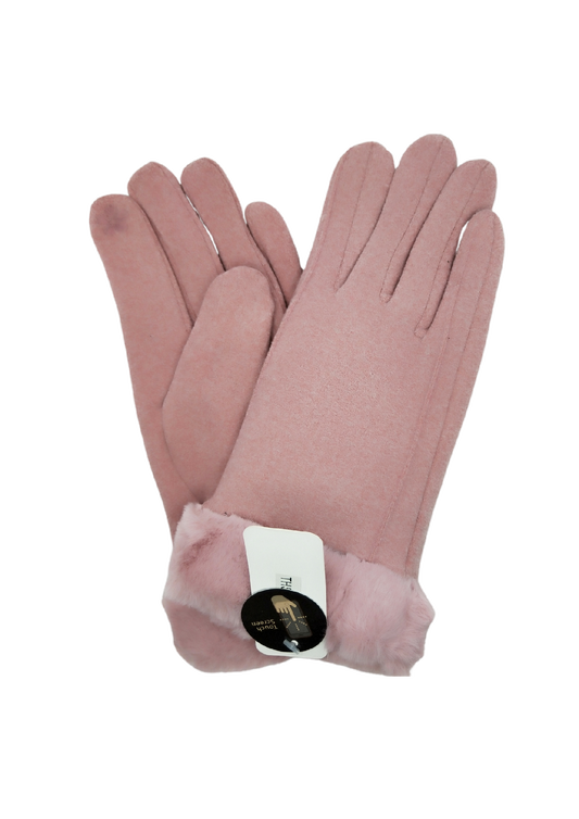 FAUX FUR DOUBLE LAYER GLOVES [CLR:PINK]