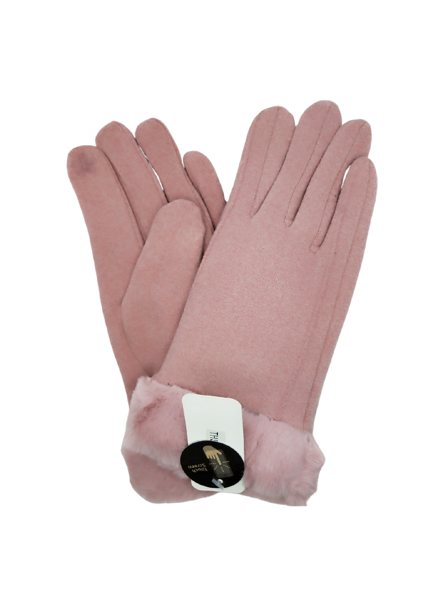 FAUX FUR DOUBLE LAYER GLOVES [CLR:PINK]