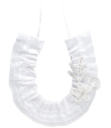 SATIN HORSESHOE W/LACE FLOWER WHITE