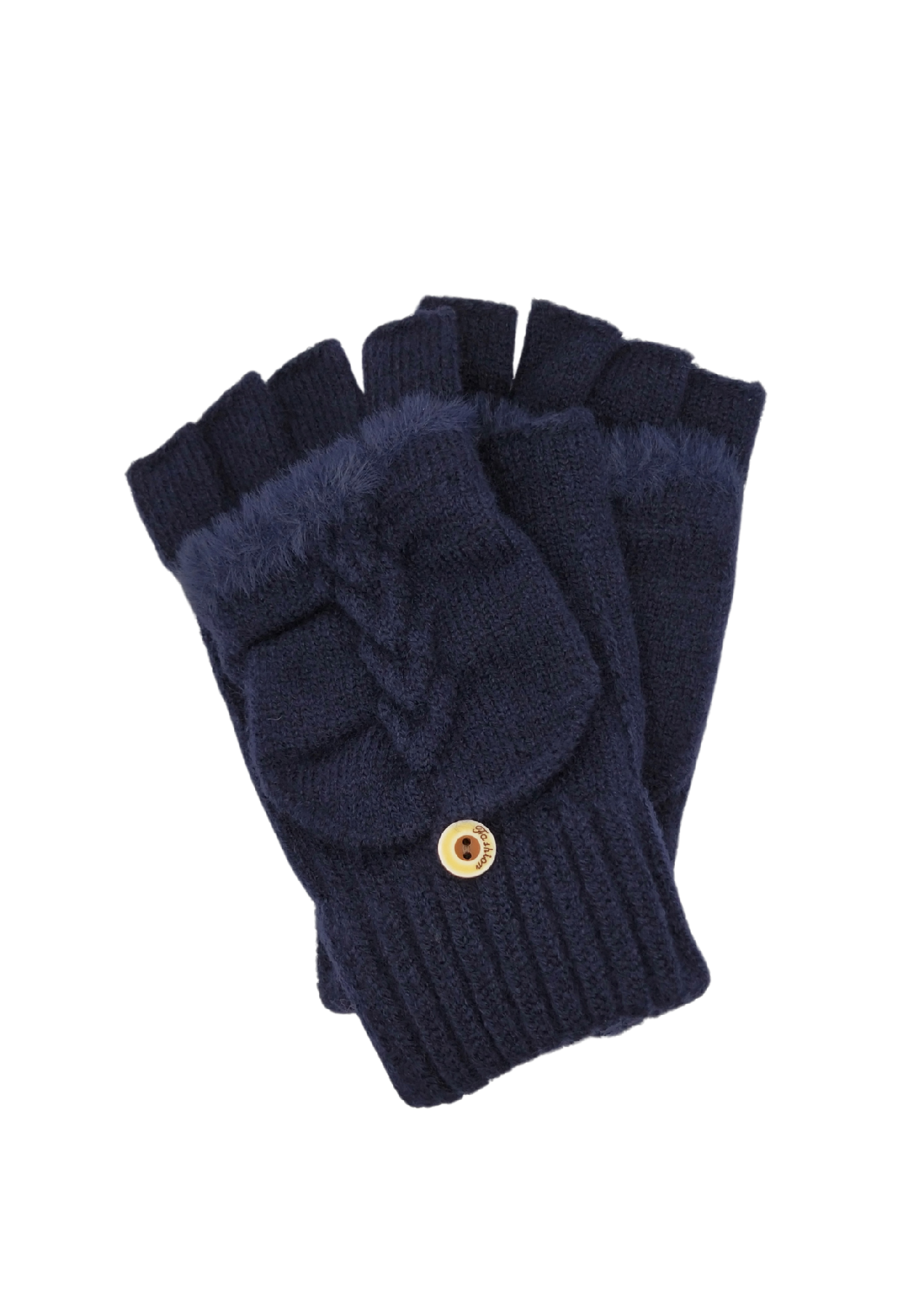 CONVERTIBLE FINGERLESS GLOVES WITH BUTTONED FLAP [CLR:NAVY]