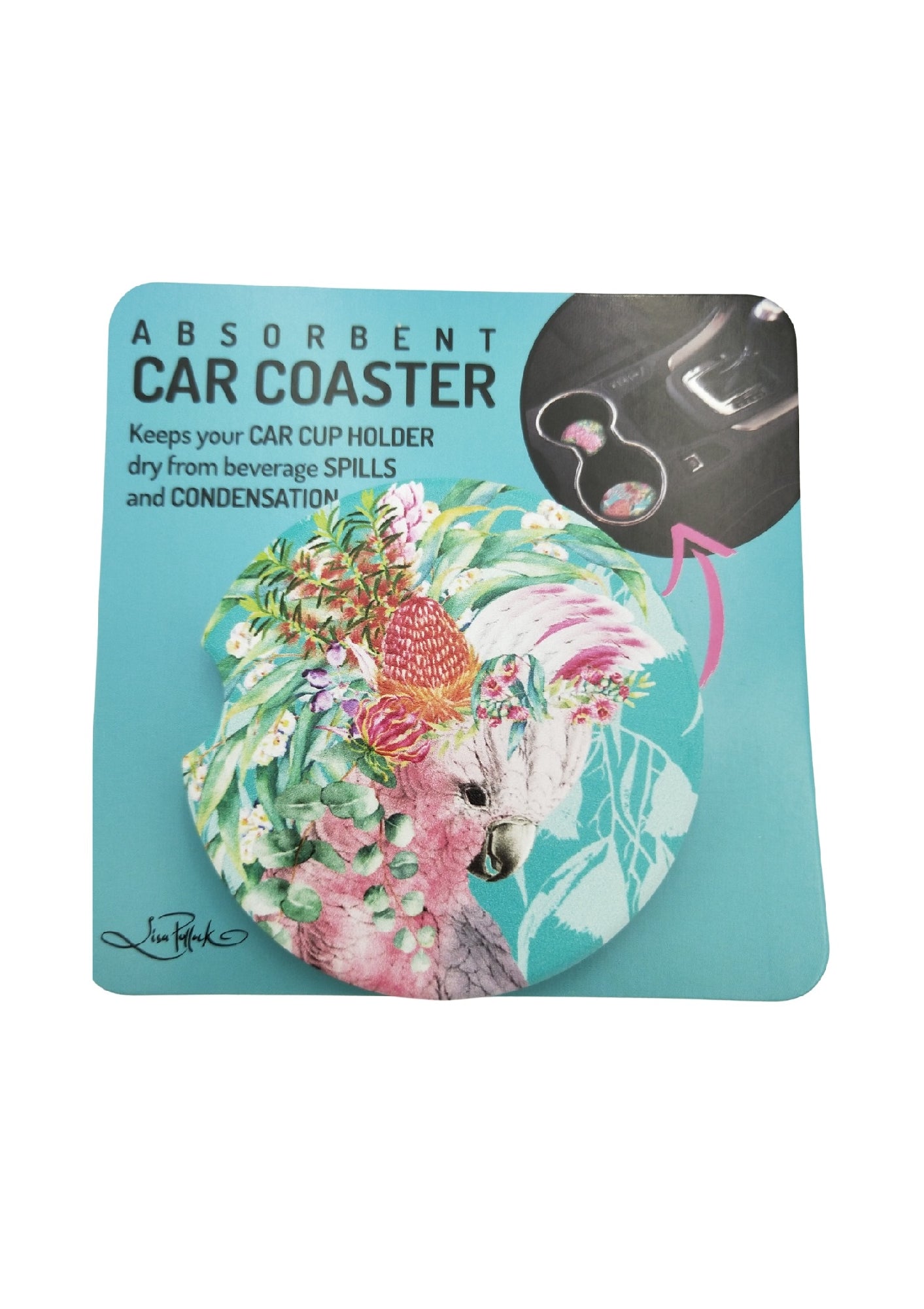 CERAMIC CAR COASTER - GORGEOUS GALAH