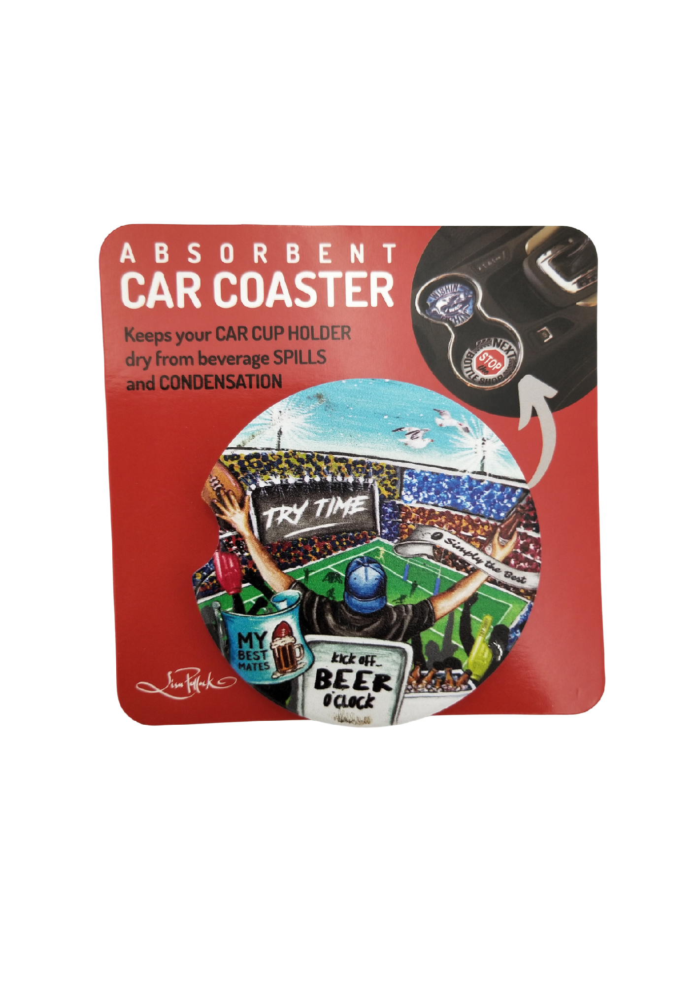 CERAMIC CAR COASTER - NRL TRY TIME