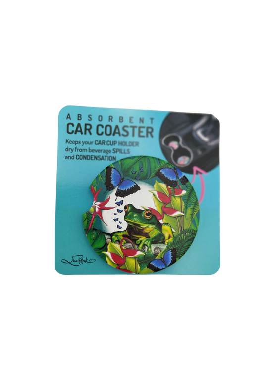 CERAMIC CAR COASTER - GREEN FROG