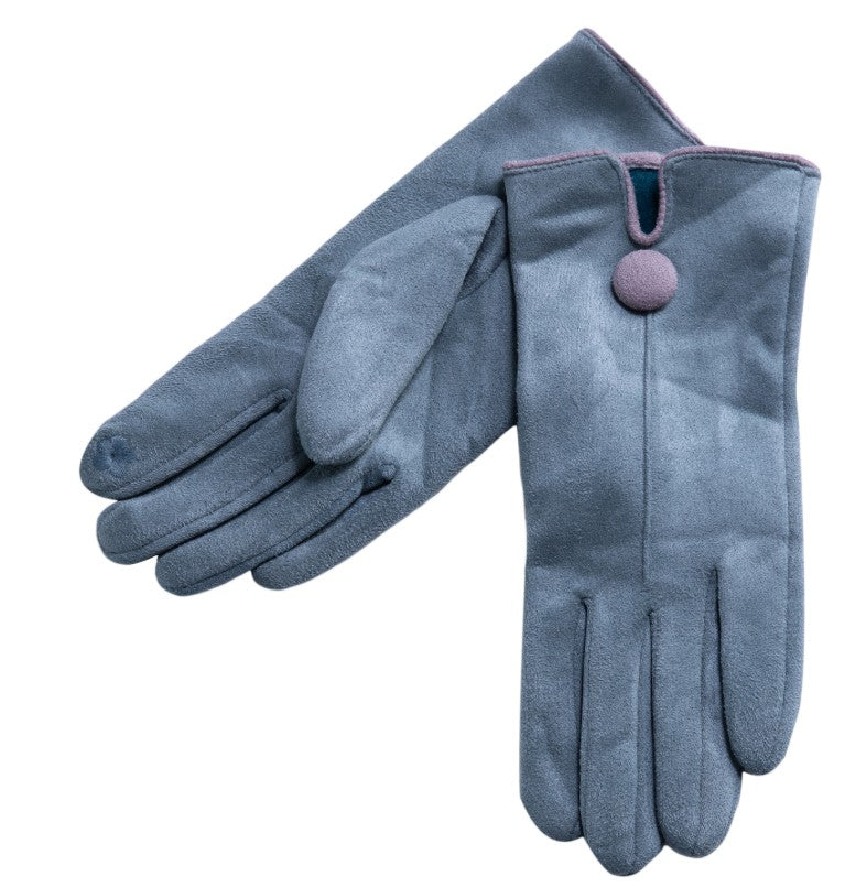 ONE BUTTON GREY BORDER GLOVES [CLR:TEAL]