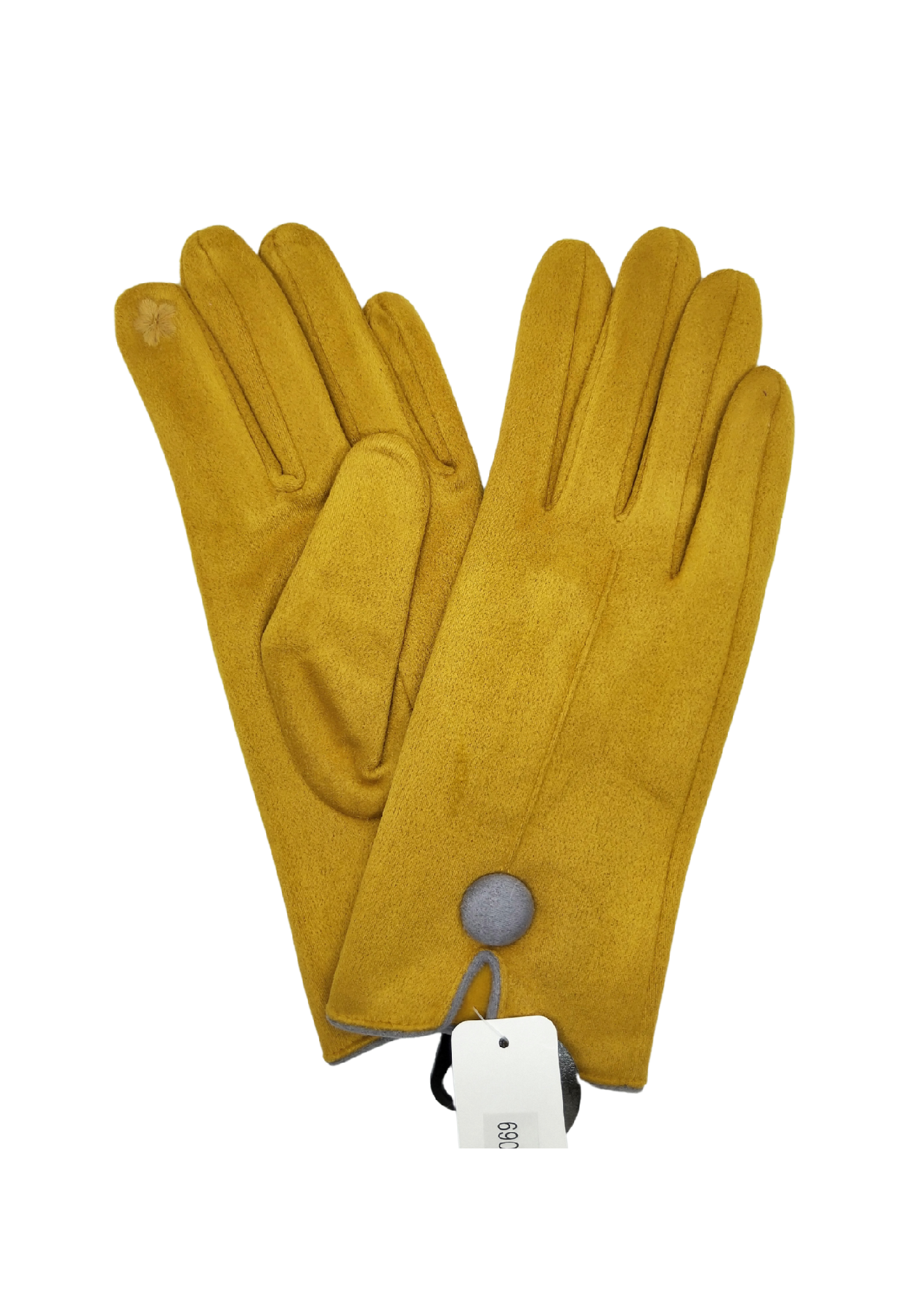 ONE BUTTON GREY BORDER GLOVES [CLR:MUSTARD]