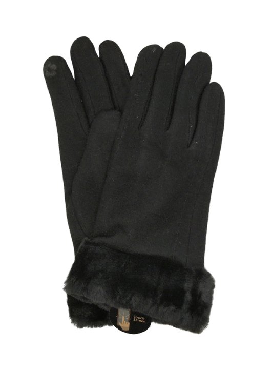 STITCHING DOUBLE LAYER GLOVES [CLR:Black]